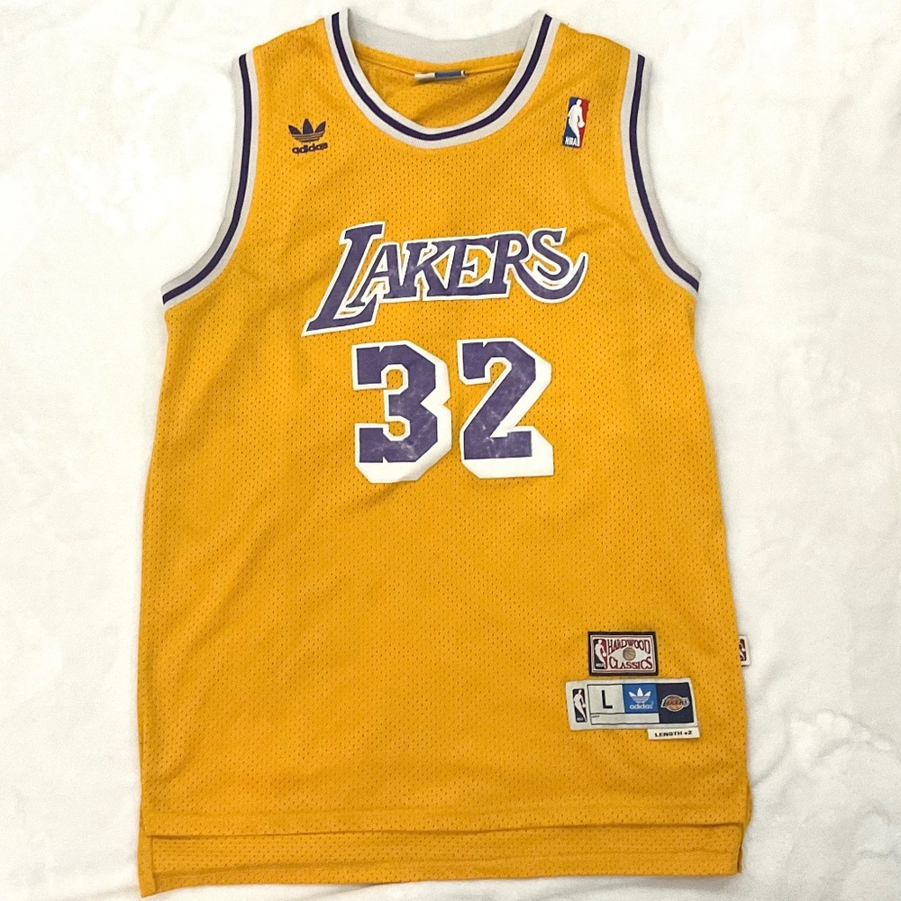 Adidas Hardwood Classics Los Angeles Lakers #32 Magic Johnson jersey Sz Large +2